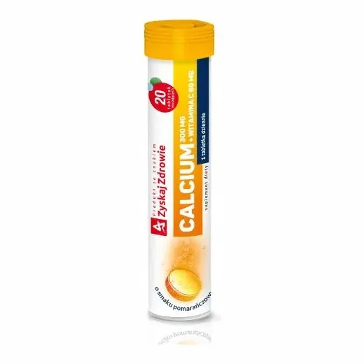 Calcium 300mg + Vitamina C 20 Tabletek Musujących O Smaku Pomarańczowym