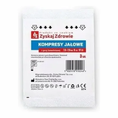 Kompres Gazy Jałowej 17-Nitkowy 7,5x7,5 cm 3 Sztuki
