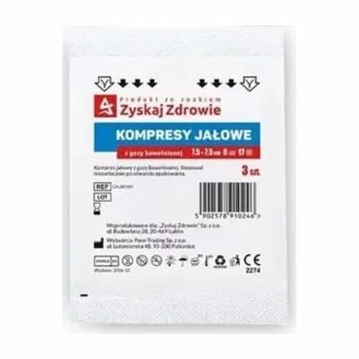 Kompres Gazy Jałowej 17-Nitkowy 7,5x7,5 cm 3 Sztuki
