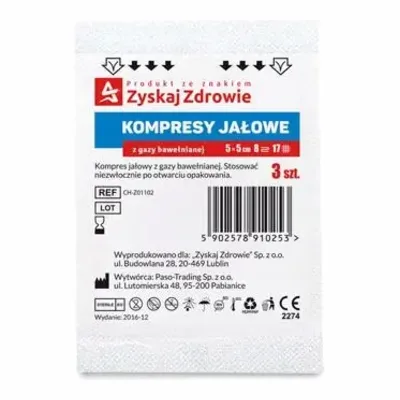 Kompres Gazy Jałowej 17-Nitkowy 5x5 cm 3 Sztuki