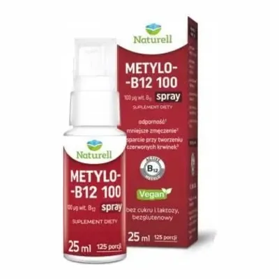 Naturell Metylo B12 100 Witamina B12 Układ Nerwowy Spray 25ml