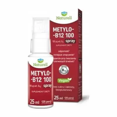Naturell Metylo B12 100 Witamina B12 Układ Nerwowy Spray 25ml