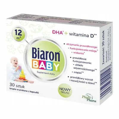 Biaron Baby 12m+ Suplement Diety Z Witaminą D i DHA Dla Dzieci 30 Kapsułek