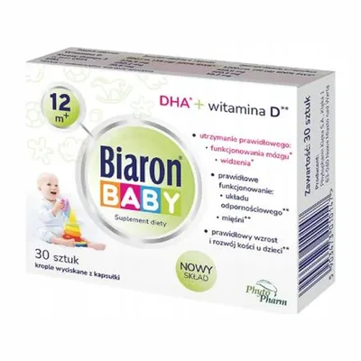 Biaron Baby 12m+ Suplement Diety Z Witaminą D i DHA Dla Dzieci 30 Kapsułek