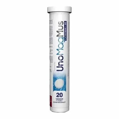 UnoMagMus Cytrynian + B6 20 Tabletek Musujących O Smaku Pomarańczowym