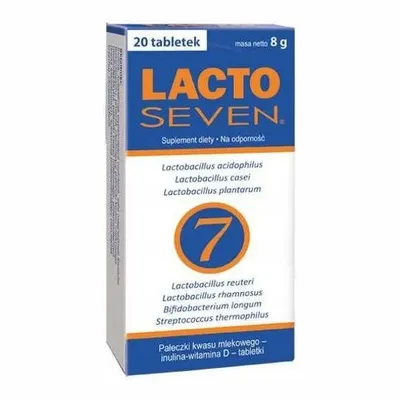 Lactoseven 7 Szczepów Bakterii 20 Tabletek