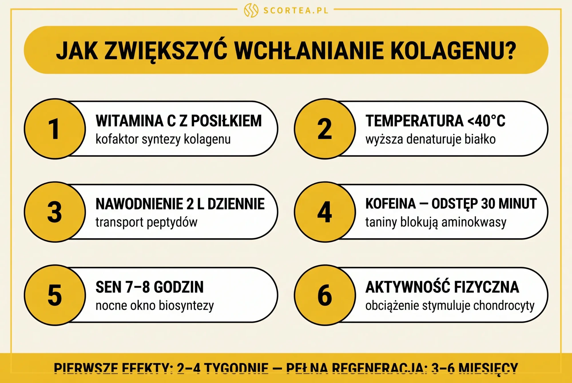 Infografika - 6 zasad lepszego wchłaniania kolagenu