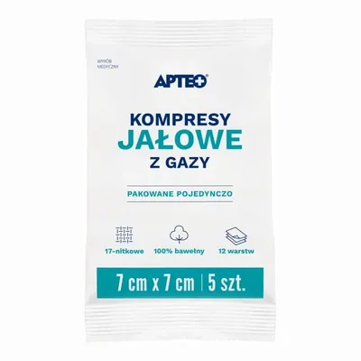 Kompresy Gazy Jałowej Apteo Care 7x7cm 5 Sztuk