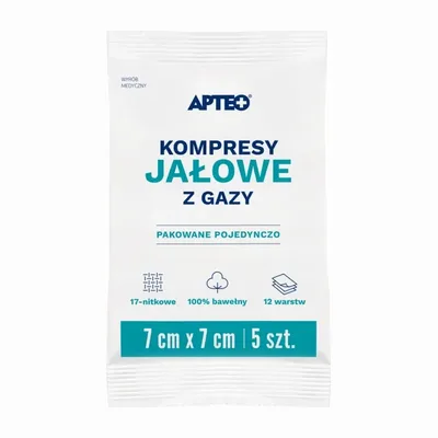 Kompresy Gazy Jałowej Apteo Care 7x7cm 5 Sztuk