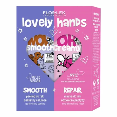 Zestaw Naprawcza Kuracja Do Rąk Floslek Lovely Hands Maska + Peeling Do Rąk