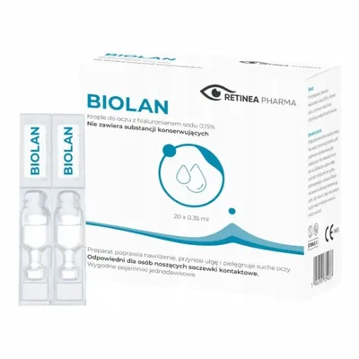Biolan 0,15% Krople Do Oczu 1,5mg/ml Hialuronian Sodu 20 Minimsów