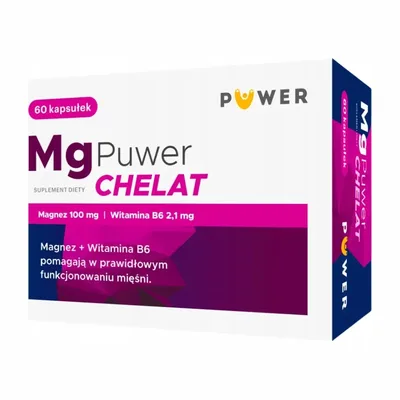 Magnez Chelat Puwer Magnez 60mg Witamina B 60 Kapsułek