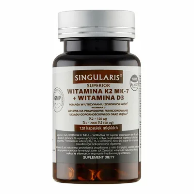 Singularis Witamina K2 MK-7 + D3 2000j.m. Zdrowe Kości i Odporność 120 Kaps