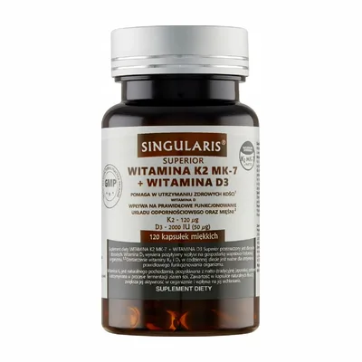 Singularis Witamina K2 MK-7 + D3 2000j.m. Zdrowe Kości i Odporność 120 Kaps