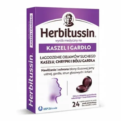 Herbitussin Kaszel I Gardło Pastylki Do Ssania 24 Sztuki