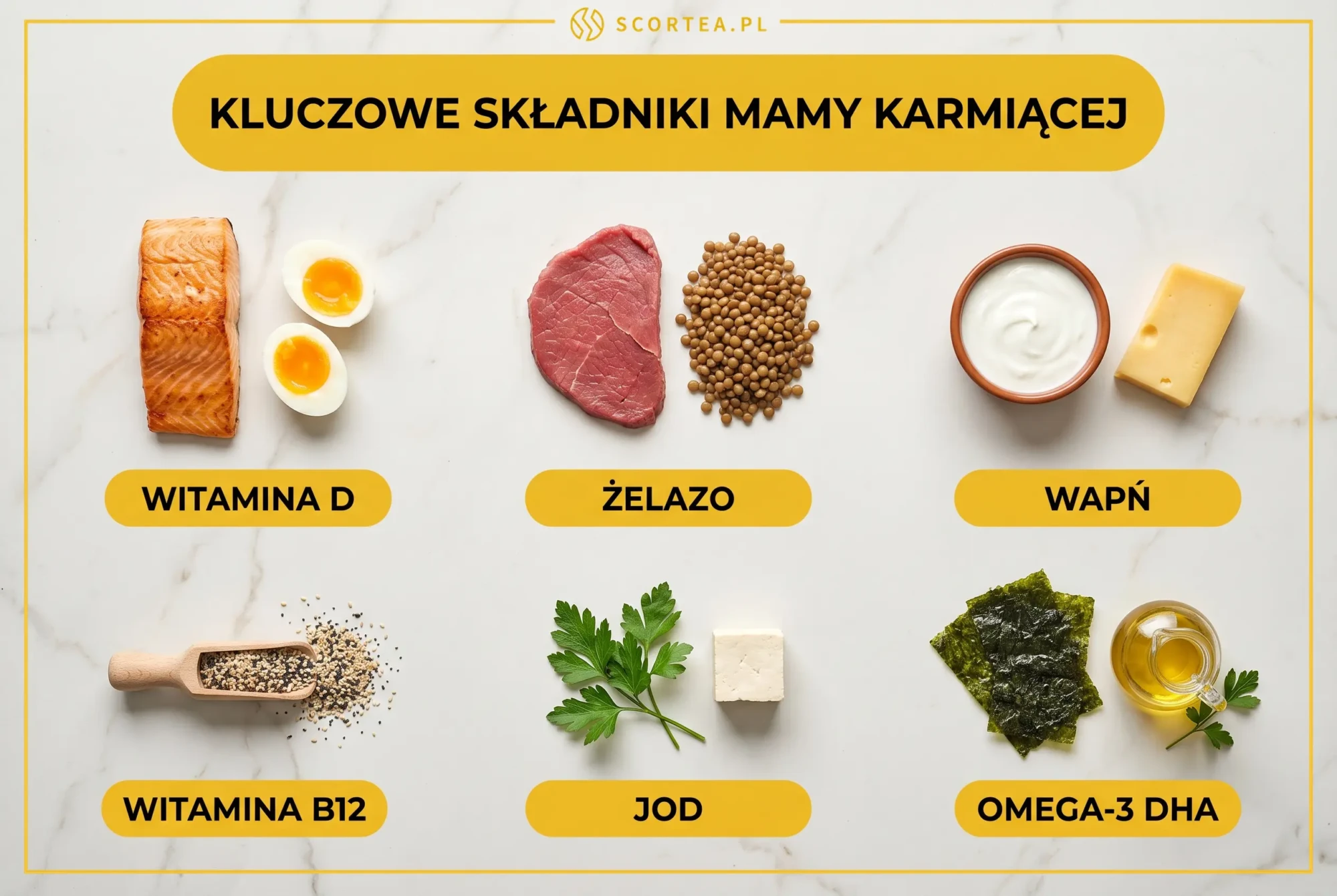 Kluczowe składniki diety mamy karmiącej przy poście przerywanym: witamina D, żelazo, wapń, B12, jod i omega-3 DHA