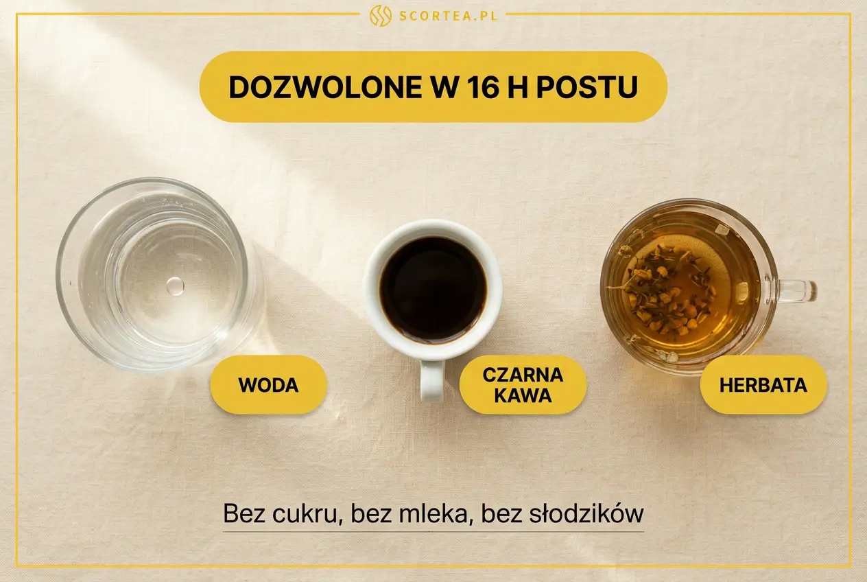 Dozwolone napoje w 16-godzinnym poscie - woda, czarna kawa i herbata bez cukru
