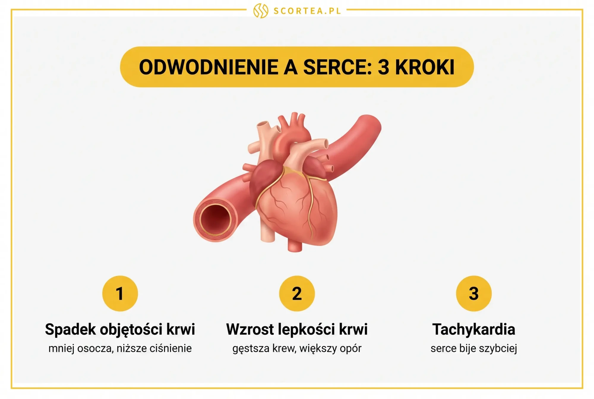 Jak odwodnienie wpływa na serce w 3 krokach: spadek objętości krwi, wzrost lepkości krwi i tachykardia