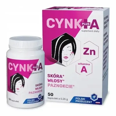 Cynk Plus Witamina A Włosy Skóra Paznokcie 50 Kapsułek