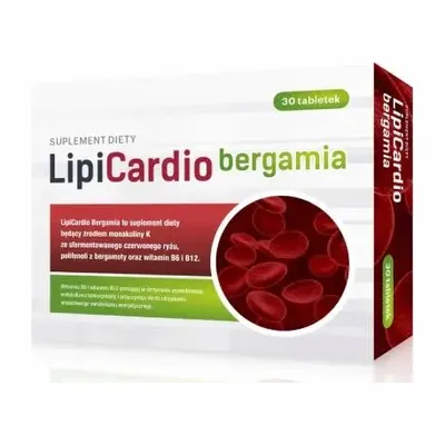 LipiCardio Bergamia Monakolina K Witamina B 30 Tabletek