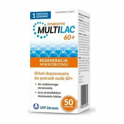 Multilac 60+ Synbiotyk Dla Seniorów Układ Pokarmowy 50 Kapsułek