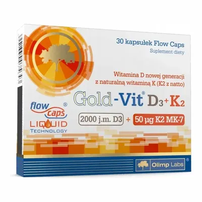 Olimp Gold-Vit D3+K2 MK-7 Odporność Wapń kości 2000 30 kapsułek
