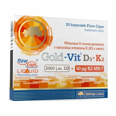 Olimp Gold-Vit D3+K2 MK-7 Odporność Wapń kości 2000 30 kapsułek