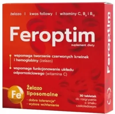Feroptim Żelazo Liposomalne Tabletki O Smaku Czekoladowym 30 Sztuk
