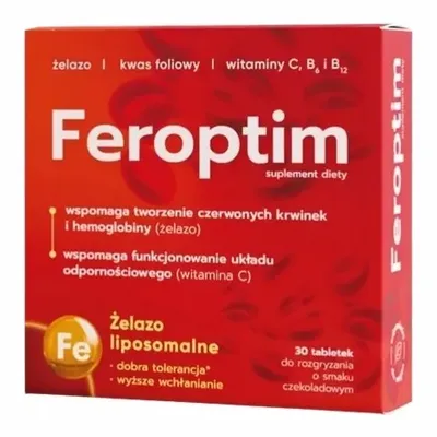 Feroptim Żelazo Liposomalne Tabletki O Smaku Czekoladowym 30 Sztuk
