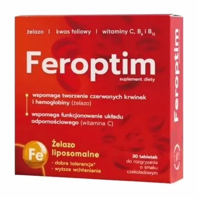 Feroptim Żelazo Liposomalne Tabletki O Smaku Czekoladowym 30 Sztuk