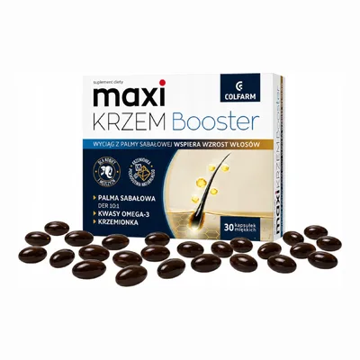Maxi Krzem Booster Włosy Skóra Paznokcie Biotyna Palma Sabałowa 30 Kapsułek
