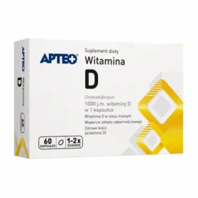 Witamina D3 1000 j.m. Apteo Zdrowe Kości Zęby 60 Kapsułek