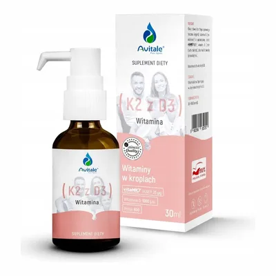 Krople Avitale, Witamina K2 + D3 Vita MK7 25uq + D3 1000IU Olive 30ml