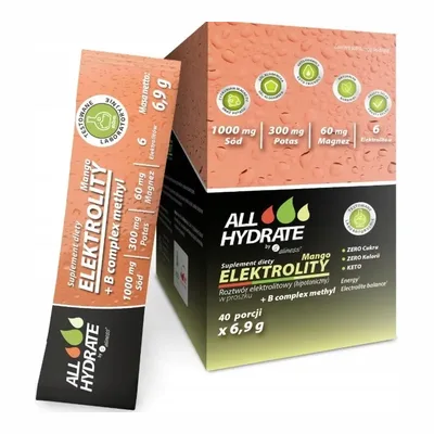 ALLHydrate, Elektrolity STICK Mango + B complex methyl 6,9g 40 Saszetek