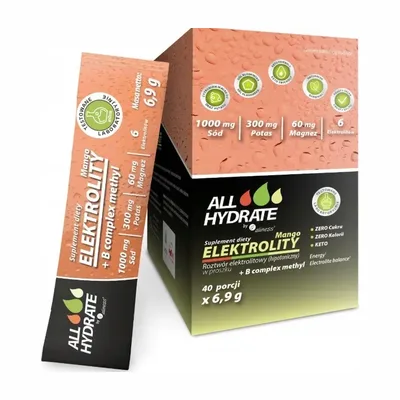 ALLHydrate, Elektrolity STICK Mango + B complex methyl 6,9g 40 Saszetek