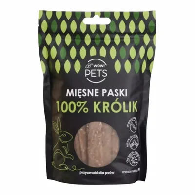 Wow!Pets Mięsne paski 100% królik 120g