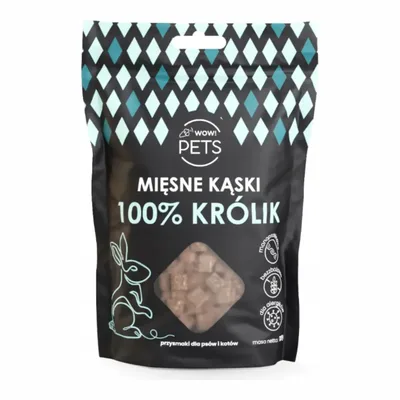 Wow!Pets Mięsne Kąski 100% królik (treningówki) 120g