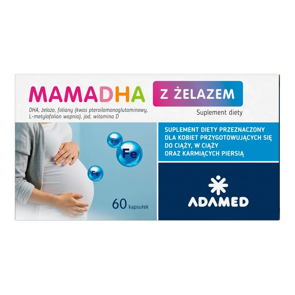 Adamed MamaDHA Z Żelazem Dla Kobiet W Ciąży I Karmiących 60 Kapsułek