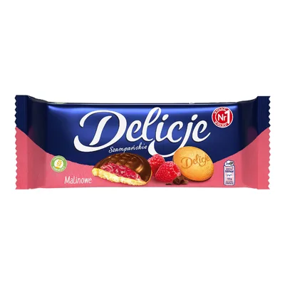 Ciastka Delicje Szampańskie Biszkopt Malinowe 147g