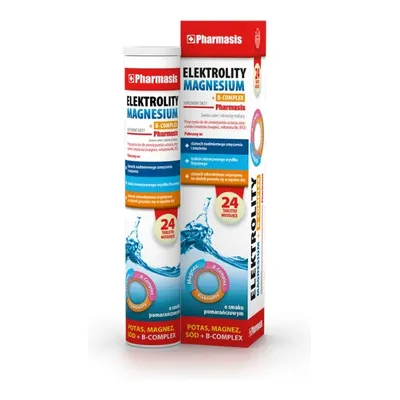 Elektrolity Magnesium + B Complex Pharmasis 24 Tabletki Musujące