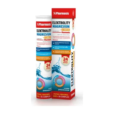 Elektrolity Magnesium + B Complex Pharmasis 24 Tabletki Musujące
