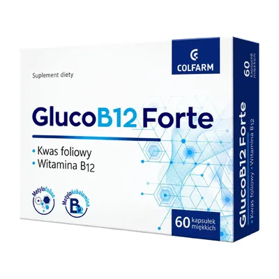 GlucoB12 Forte Witamina B12 Kwas Foliowy 60 Kapsułek