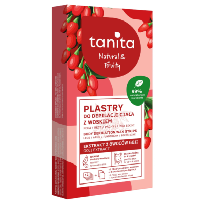 Tanita Natural & Fruity Plastry Do Depilacji Ciała Z Woskiem 12 Sztuk