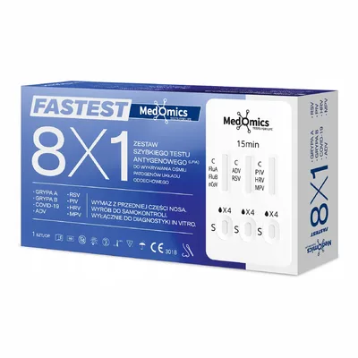 Test Combo Medomics 8w1 SARS-CoV-2 Grypa A/B RSV ADV PIV HRV MPV Domowy